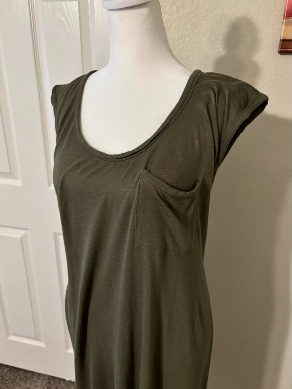 Olive Green Relaxed Fit Tank Dress